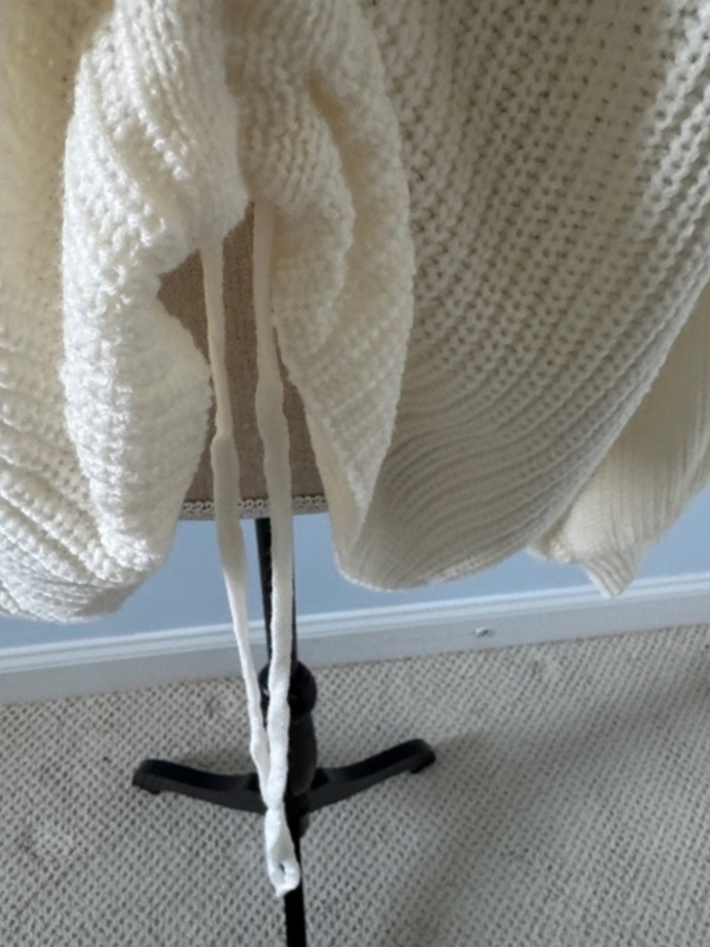 SO Cream V-Neck Ribbed Drawstring Sweater - Picture 3 of 6